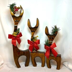 3 Christmas Wooden Reindeer